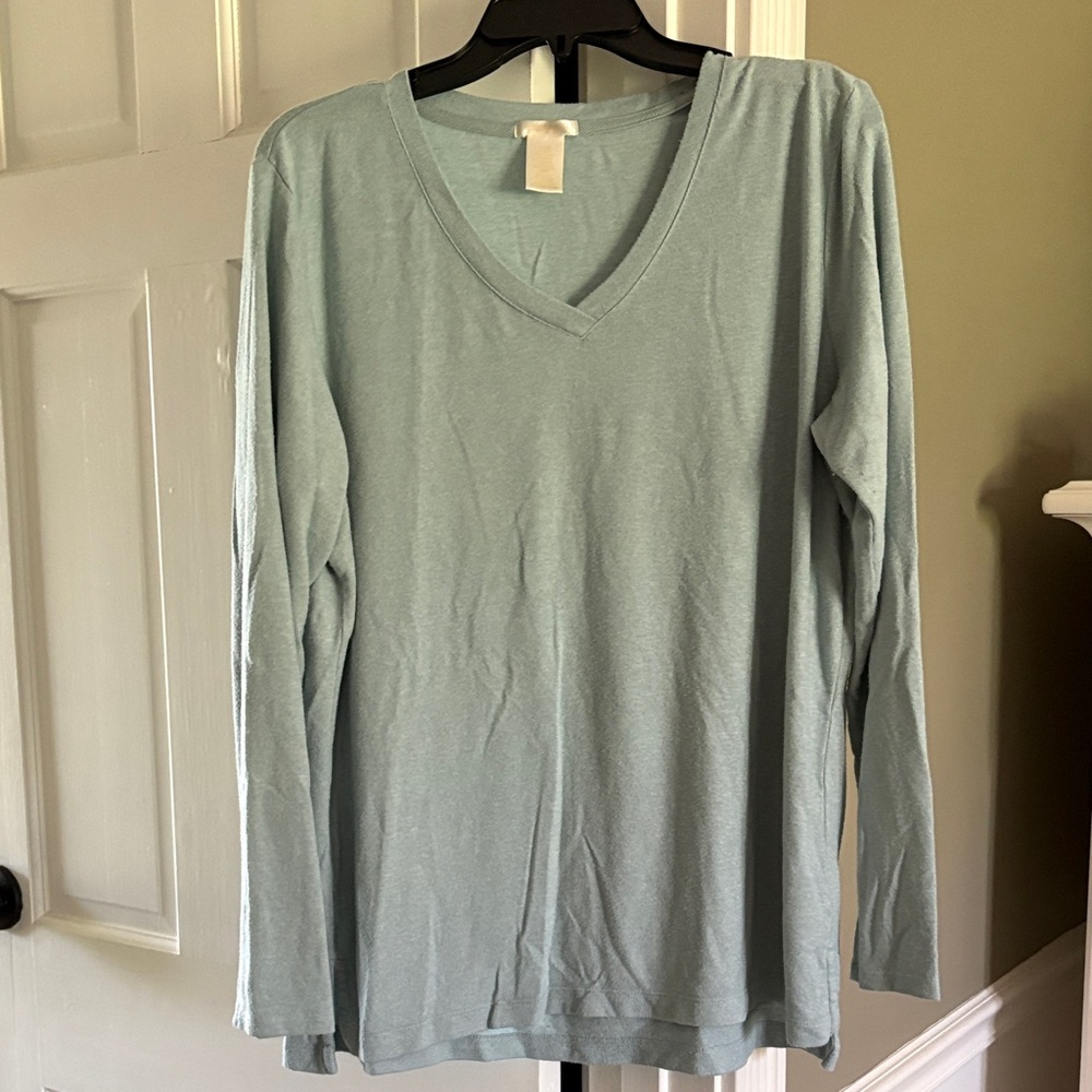Matty M Light Blue V-Neck Long Sleeve Sweater